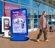 Repositioning or moving the forecourt poster sign