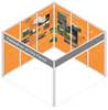 3 m x 3 m open 2 sides