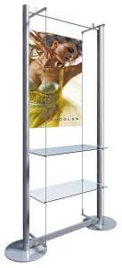 A1 Poster Display with 2 Glass Shelves