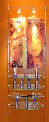 suspended glass shelving