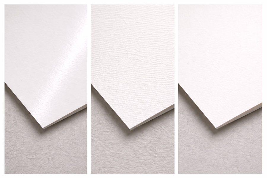 Hand-finished greeting cards laid out